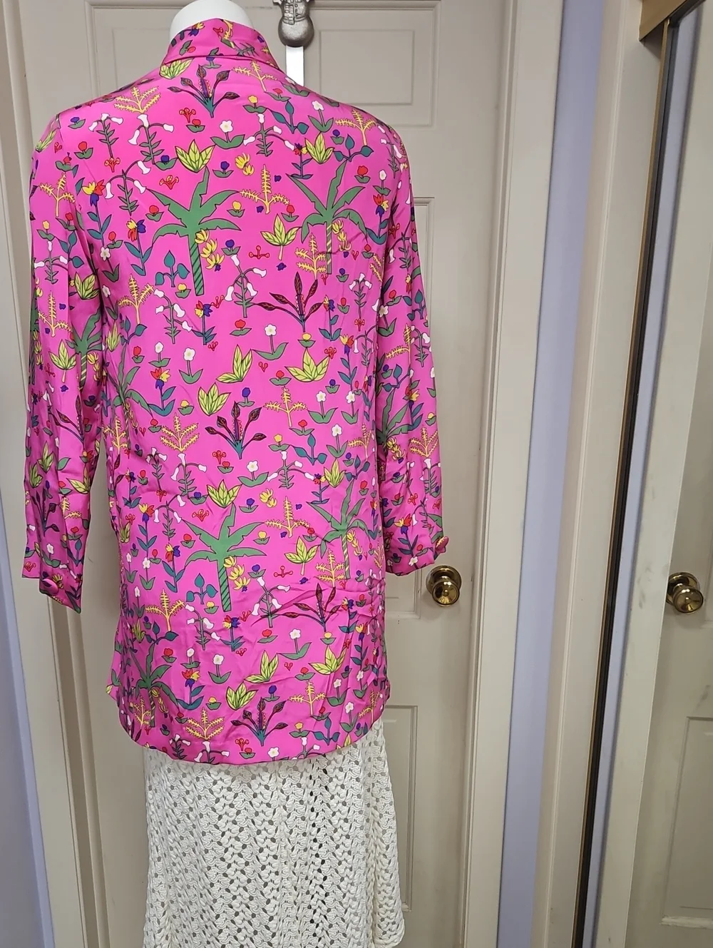 Vintage 1980s rare tropical print caribbean resort where silk jacket blazer